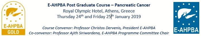 E-AHPBA Post Graduate Course - Athens January 2019